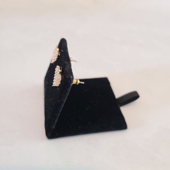 Gold Tone and Crystal CZ Valentine's Earring Set of Three Studs - Picture 4 of 12